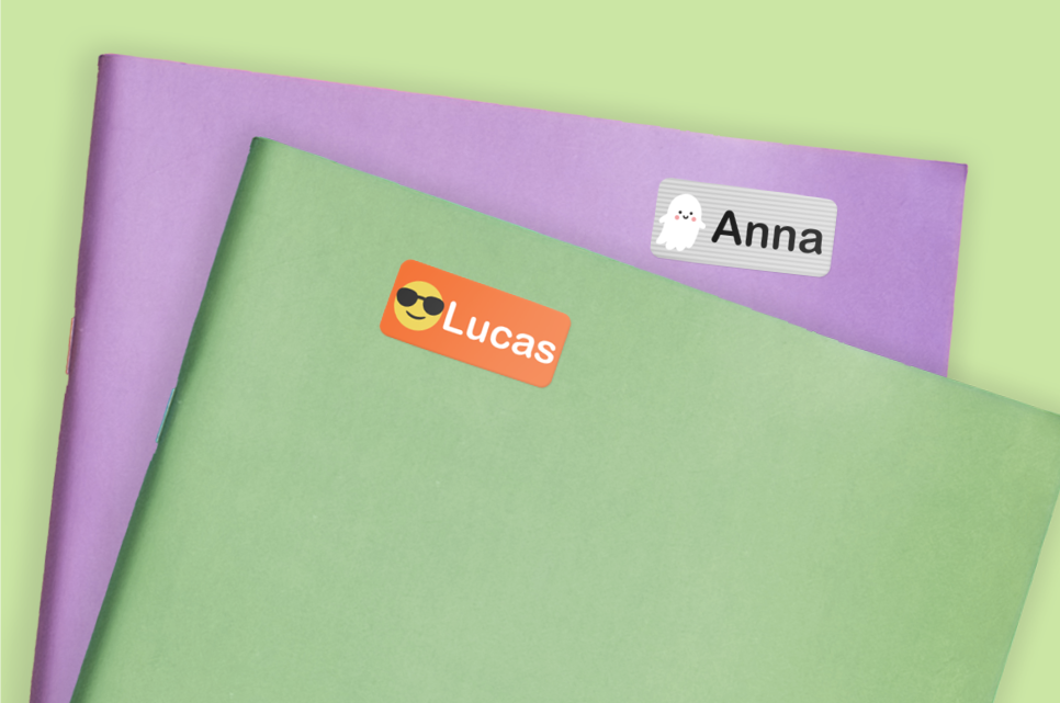 Naamstickers op schoolspullen en dagelijkse items