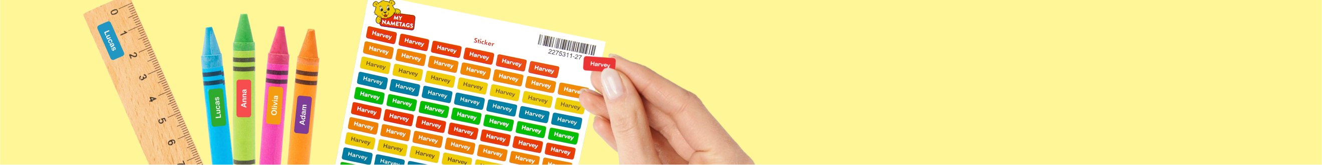 Banner met gepersonaliseerde mini-naamlabels