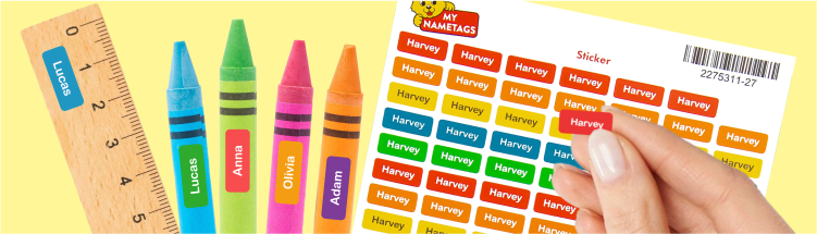 Banner met gepersonaliseerde mini-naamlabels