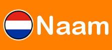 My Nametags label met naam en een Nederlandse vlag op een oranje achtergrond