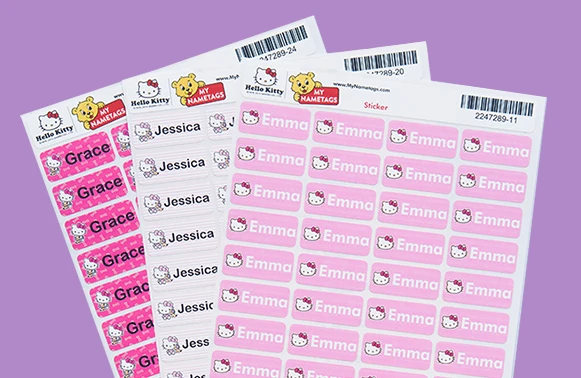 Hello Kitty-stickers en opstrijkpatronen